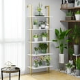 thumbnail image 3 of Homfa Wall Mounted Iron Bookcase, 5 Tiers Ladder Shelves with Gold Frame, White Finish, 3 of 10