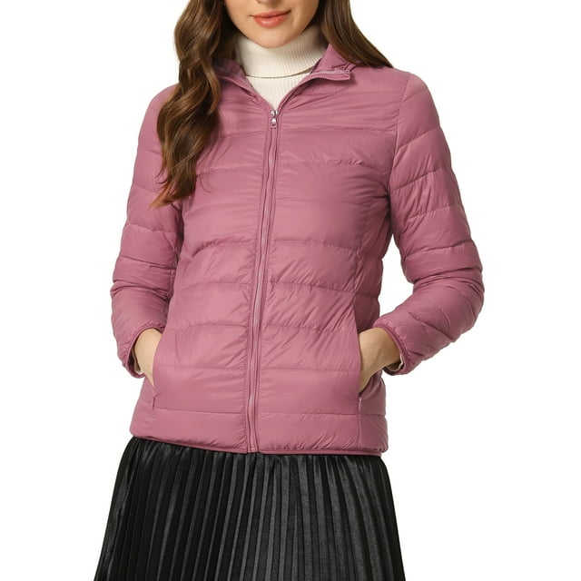 INSPIRE CHIC Juniors Hooded Long Sleeves Zip Up Lightweight Packable Puffer Jacket
