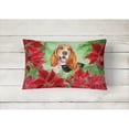 thumbnail image 2 of Carolines Treasures CK1352PW1216 Basset Hound Poinsettas Canvas Fabric Decorative Pillow  12H x16W multicolor, 2 of 3
