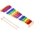thumbnail image 1 of Xilófono colorido Xilófono de botón de arcoíris de 15 tonos con 2 mazos Carillón de viento Instrumento de percusión de madera y aluminio Ideal como regalo, 1 of 5