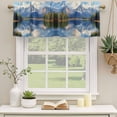 thumbnail image 2 of Blue Green Mountain Curtain Valances for Windows, Kitchen Valance Window Treatments Panel 2 Pack, Forest Pastoral Modern Art Rod Pocket Short Curtains for Bathroom Bedroom 42 x 18 Inch, 2 of 8