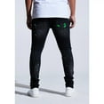 thumbnail image 4 of Crysp Denim Men's Distressed Rip & Repair Paint Splatter Skinny Fit Black Jeans (36, Black Wash), 4 of 6