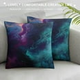 thumbnail image 3 of Creowell Purple Teal Turquoise Galaxy Nebulous Throw Pillow Cover Cozy Square Throw Pillow Case Home Decor for Bed Couch Sofa Living Room Cushion Case, 3 of 5