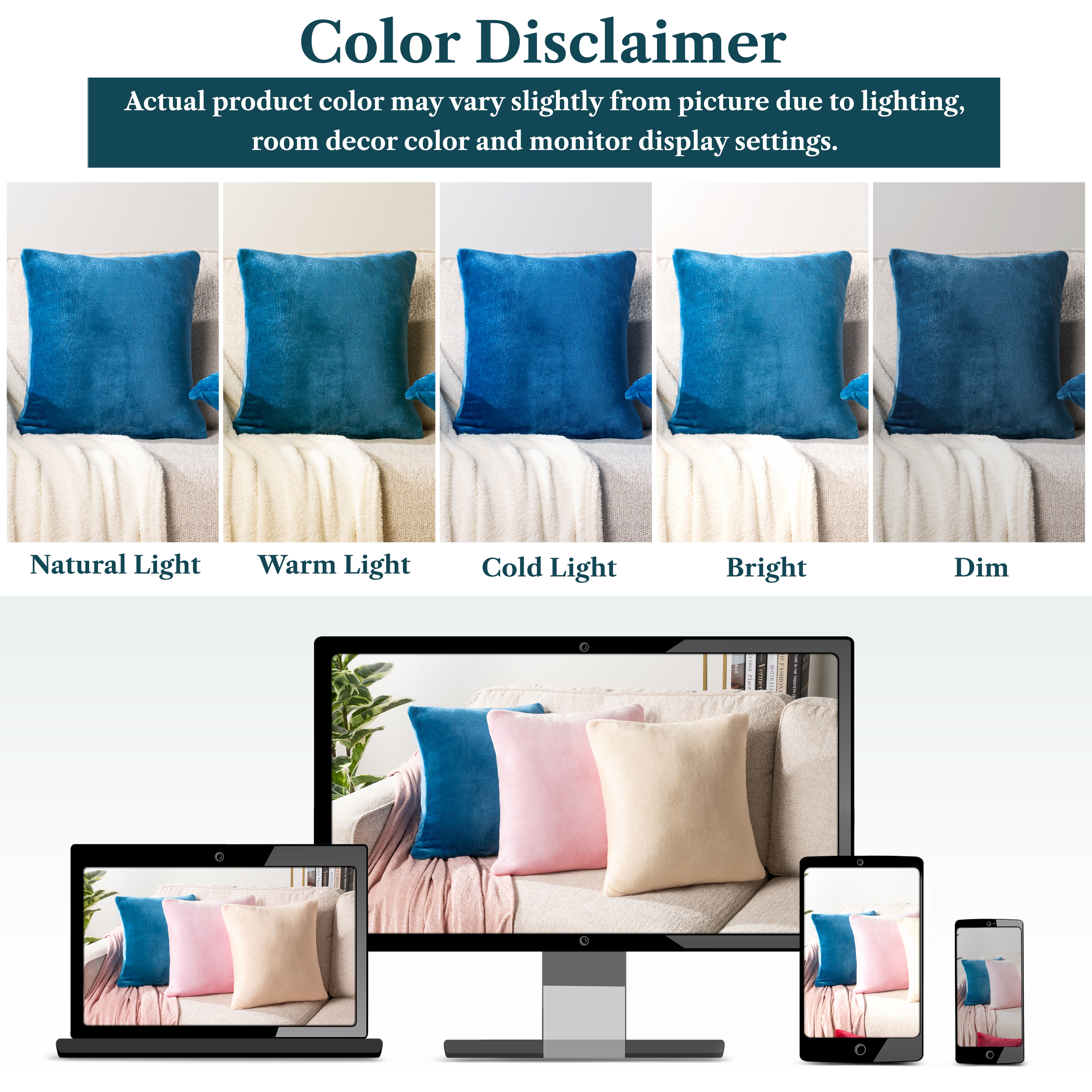 Pavilia 18x18 Velvet Throw Pillow Covers, Set of 2, Turquoise photo 6