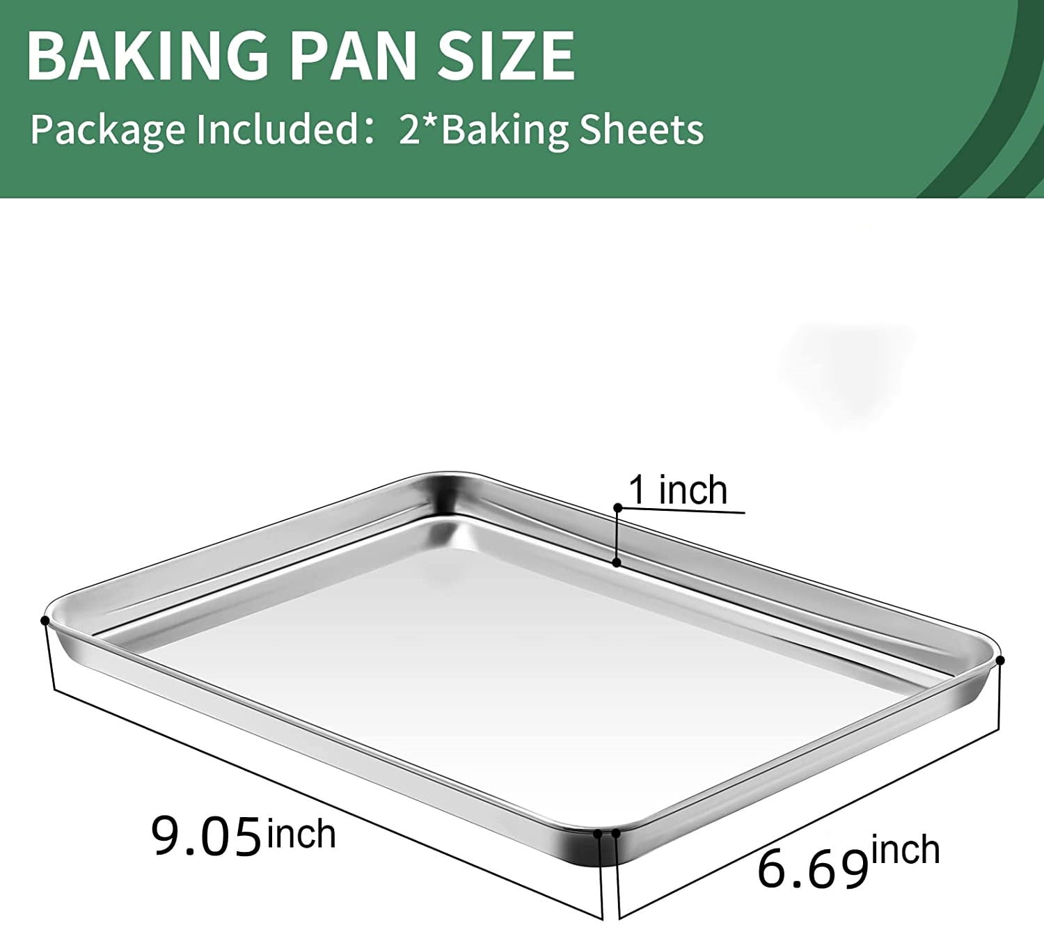 Baking Sheet Set of 2, Baking Pans Tray Cookie Sheet Stainless Steel, Non Toxic & Healthy, Mirror Finish & Rust Free, Easy Clean & Dishwasher Safe Casewin