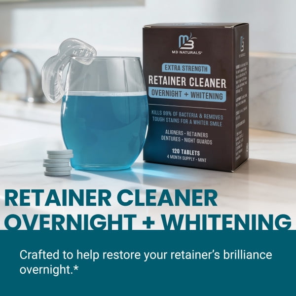 M3 Naturals Retainer Cleaner Overnight + Whitening, Mint, 120 Count photo 3
