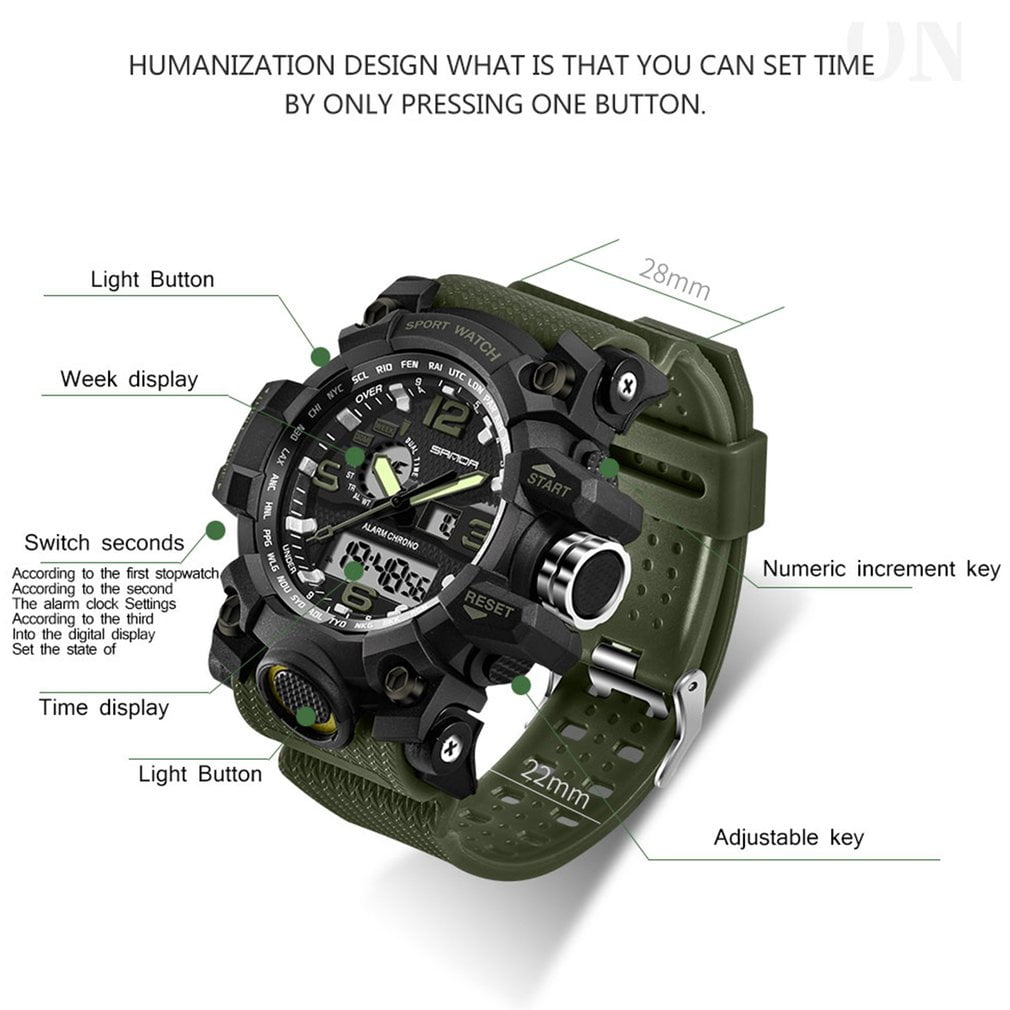 Sanda 742 Watch 30m Waterproof Military Shock Quartz Wristwatch Luminous Analog Digital Fashion Outdoor Sport Watch for Men Walmart