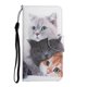 thumbnail image 2 of Funda de piel con estampado pintado para iPhone 13 Mini, tres gatos, 2 of 5