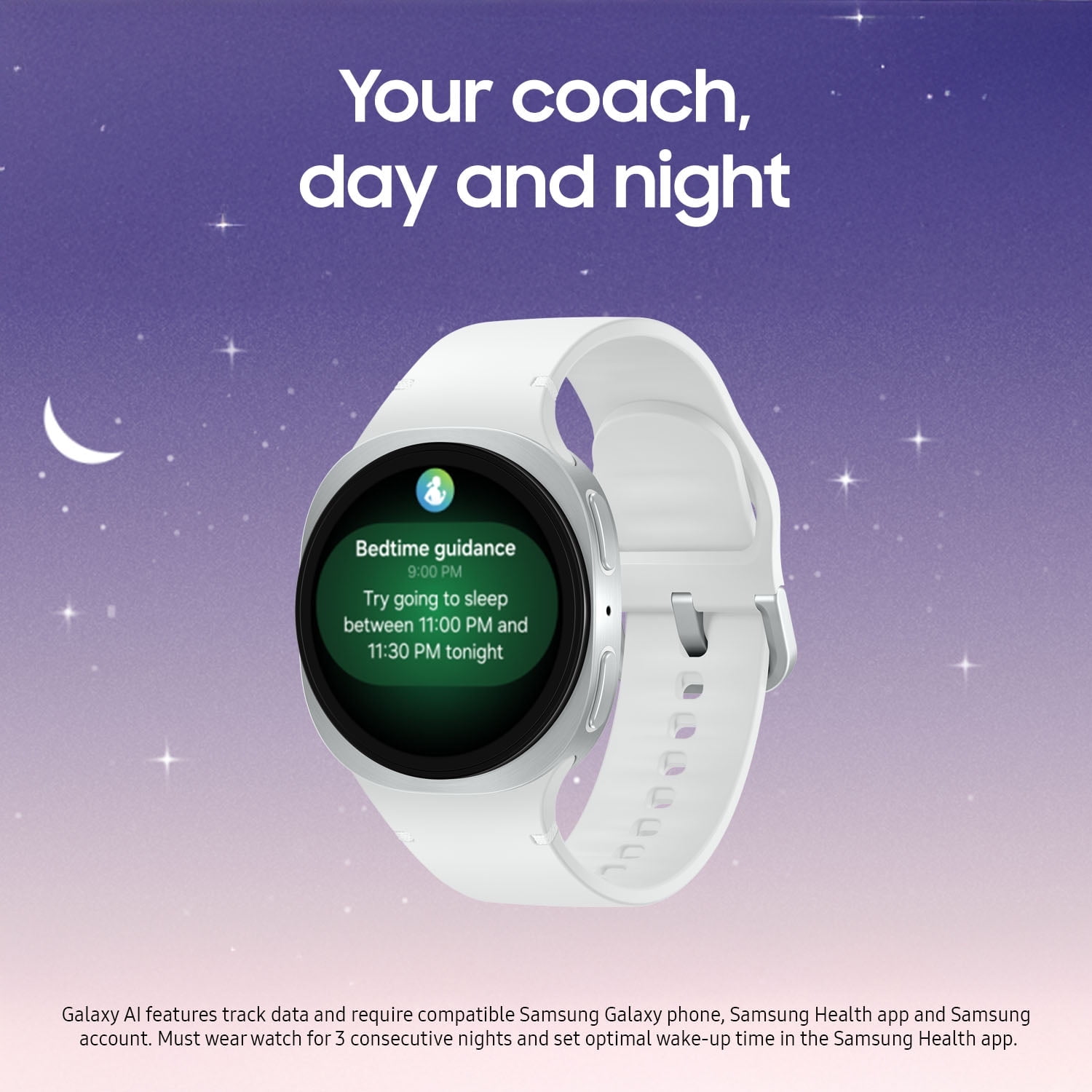 Pre-Owned Samsung Galaxy Watch8 44mm Bluetooth Smart Watch, Silver, White Band