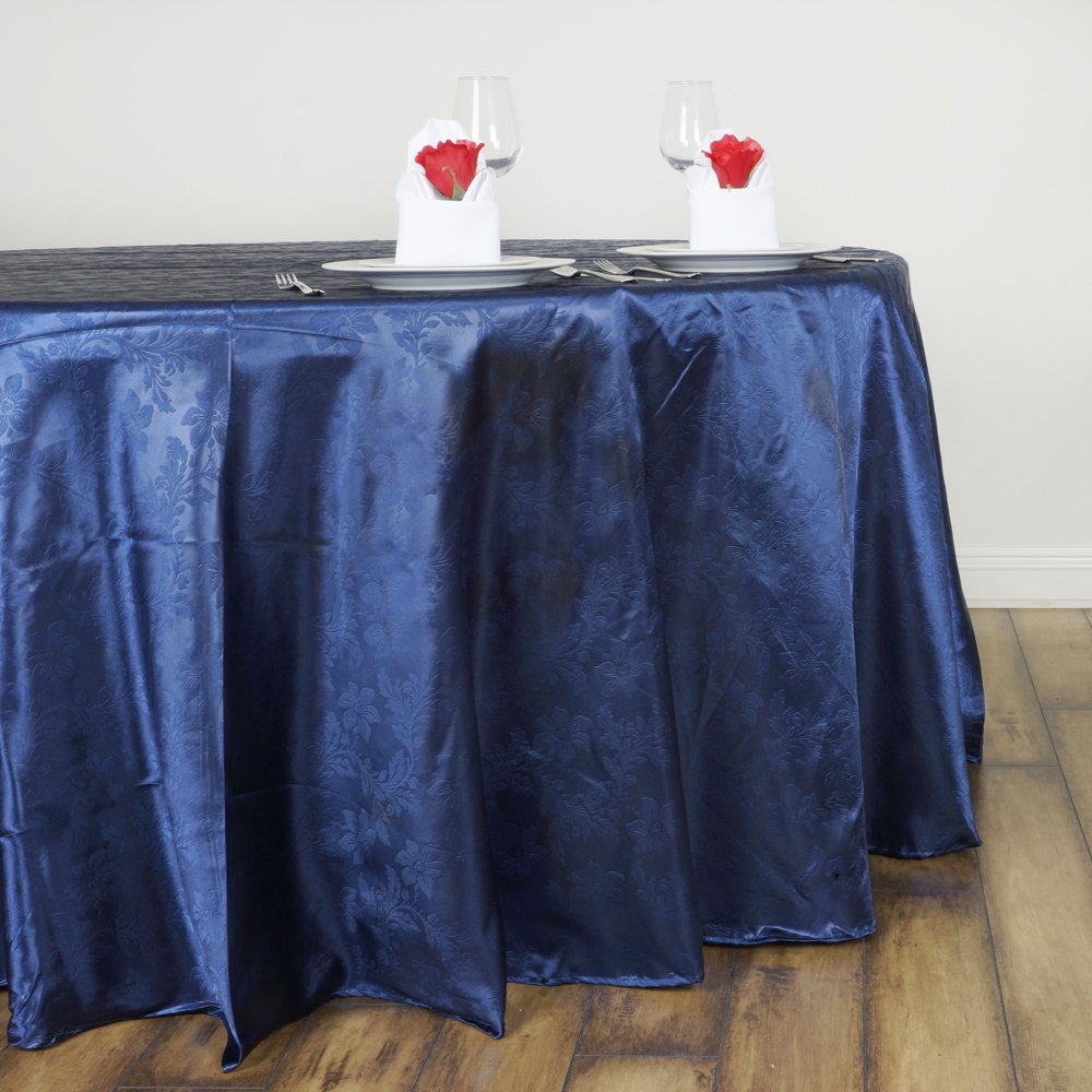 BalsaCircle 120&quot; Embossed Round Satin Tablecloth Wedding