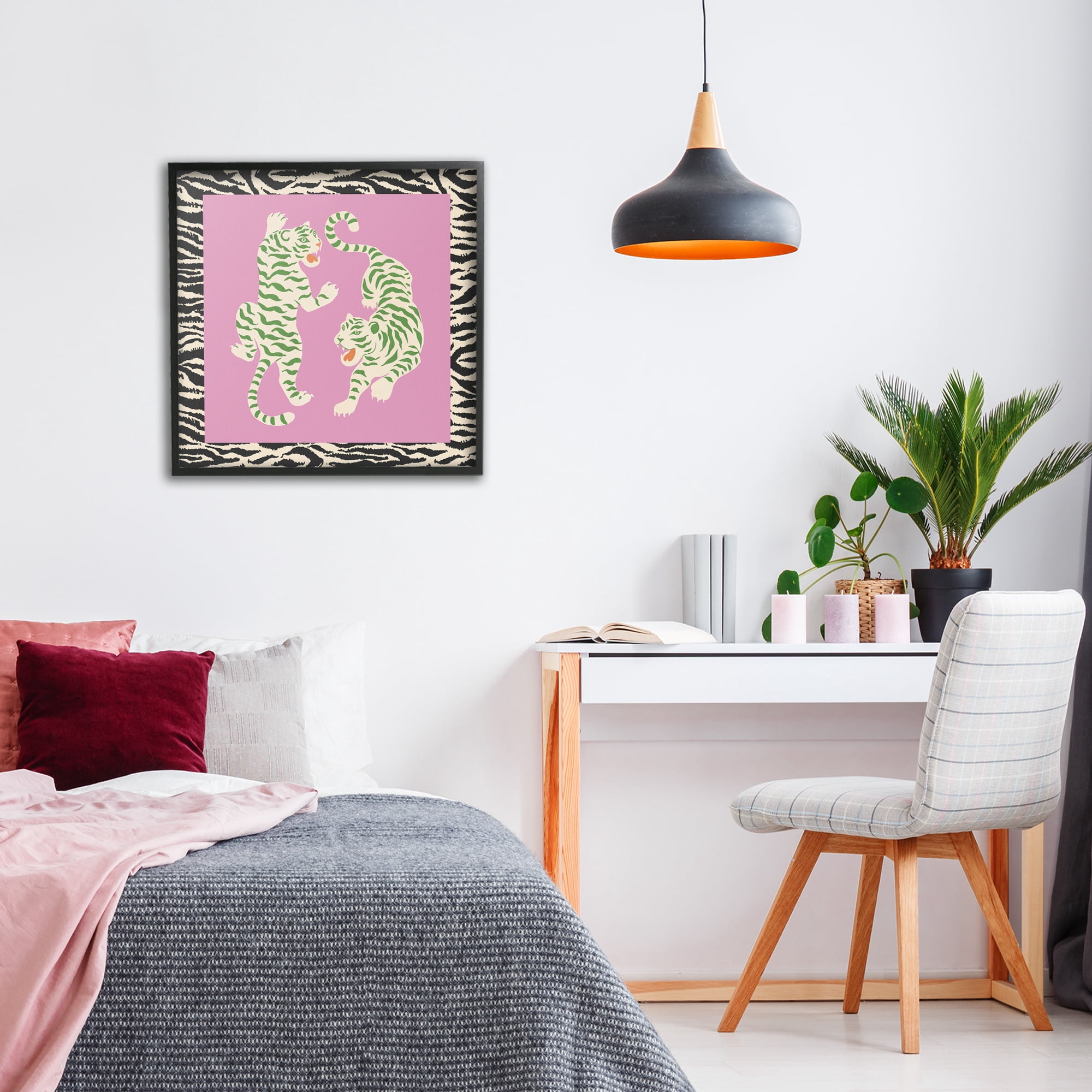 Stupell Industries Purple & Green Twin Tigers Black Framed Giclee Art, design by Karolina Sato
