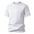 thumbnail image 2 of BiZtdJrK Heavyweight Cotton Tee Tops for Men Boat Neck Short Sleeve Casual T Shirt Solid Comfy Loose Fit Basic Tees White L, 2 of 5