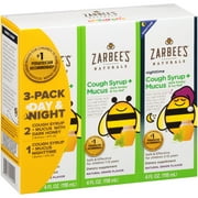 Zarbee's Naturals Day & Night Cough Syrup + Mucus with Dark Honey & Ivy Leaf Extract, 12 Fl. Ounces Total (3 Pack)