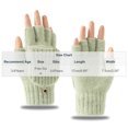 thumbnail image 3 of Mooqilaa Girls Winter Gloves Size 3-8 Years, Fingerless Warm Flip Top Outdoor Knitted Gloves for Cold Weather Green, 3 of 4