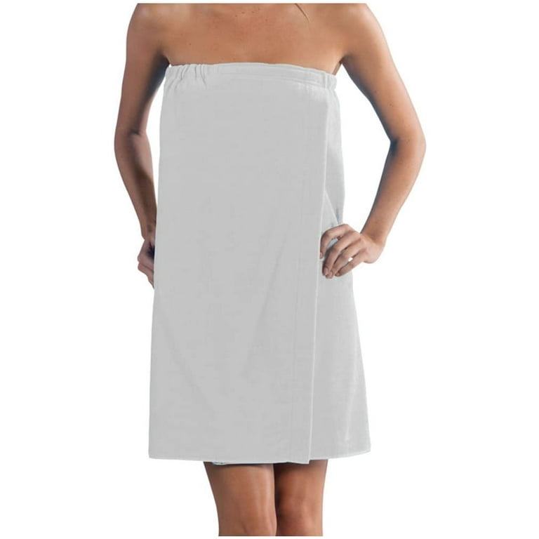Long Calf Length Womens Spa Wrap Terry Cotton Wraps White One