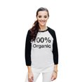 thumbnail image 2 of 100% Organic Unisex 3/4 Sleeves Baseball Raglan T-Shirt Tee White Black Small, 2 of 4