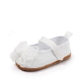thumbnail image 5 of Baby Girls Mary Jane Flat Shoes with Lace Bowknot Soft Sole Walking Shoes Breathable Canvas Shoes White 3 Infant, 5 of 6