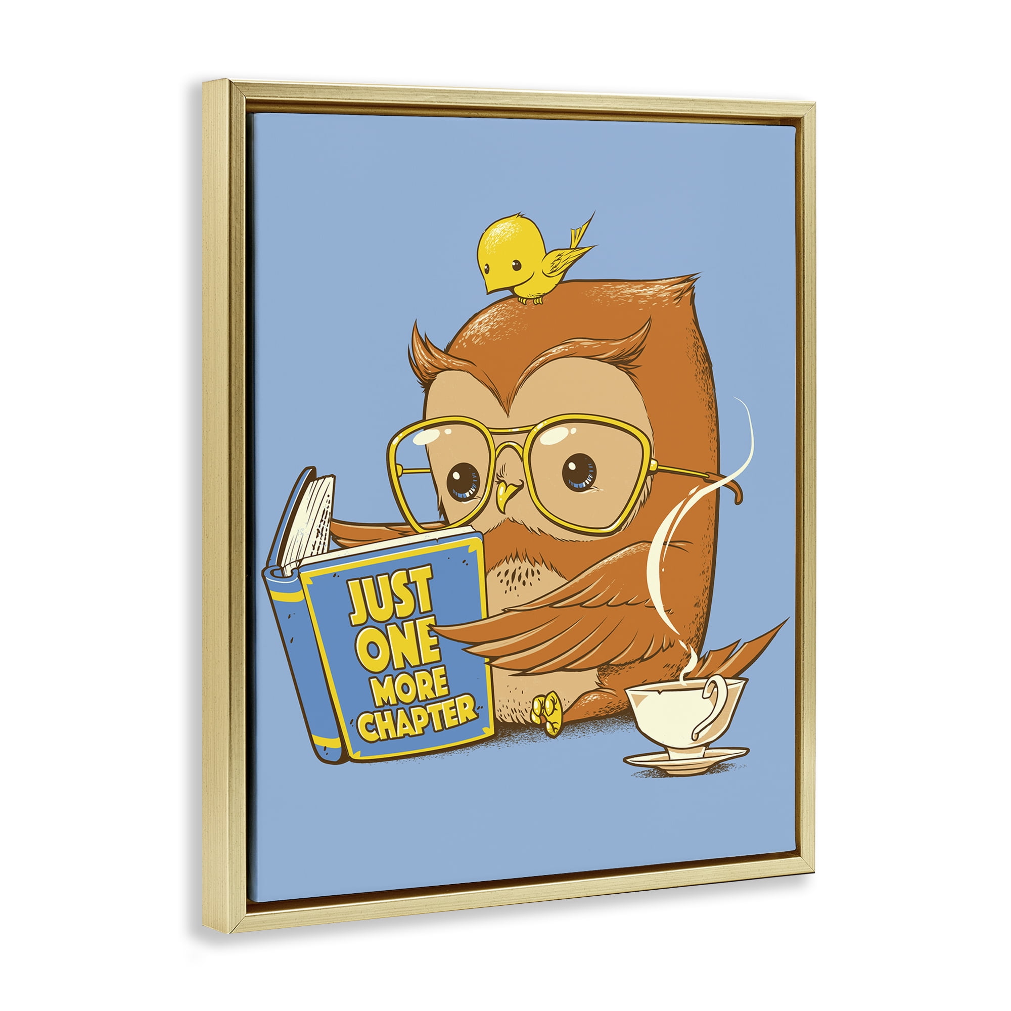 Stupell Industries One More Chapter Owl Gold Framed Floater Canvas Wall Art, design by Tobe Fonseca