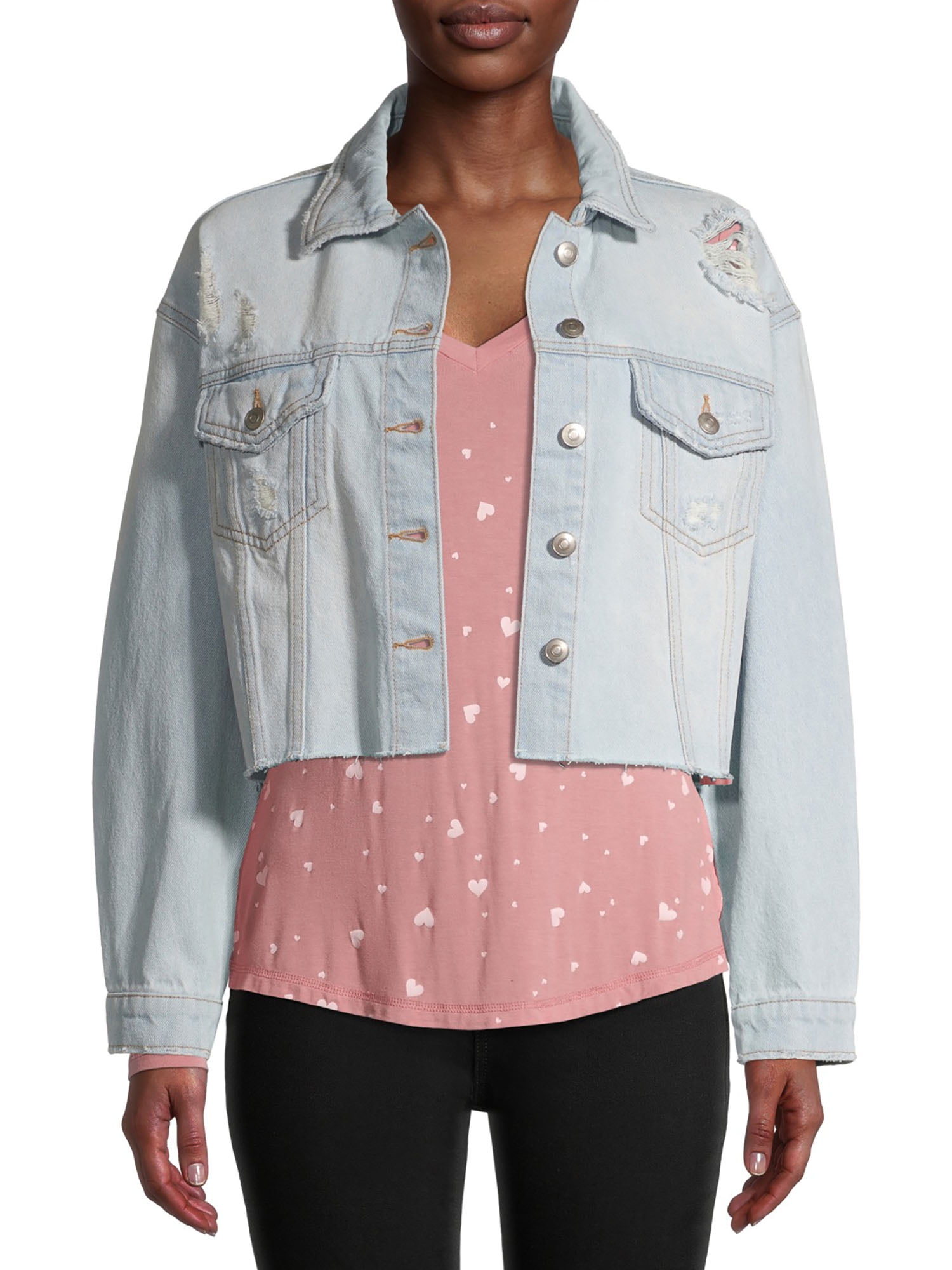 Juniors' Cropped Denim Jacket 