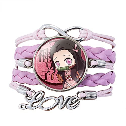 SWPERP Demon Slayer Bracelet, Adjustable Gemstone Bracelet, Pink 18+5cm7.1x1.96 inch