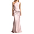 thumbnail image 2 of EliteGoogv Womens Bodycon Dresses One Shoulder Asymmetric Ruched Long Dresses For Women Slim Fit Satin Formal Evening Party Dresses Pink, 2 of 7