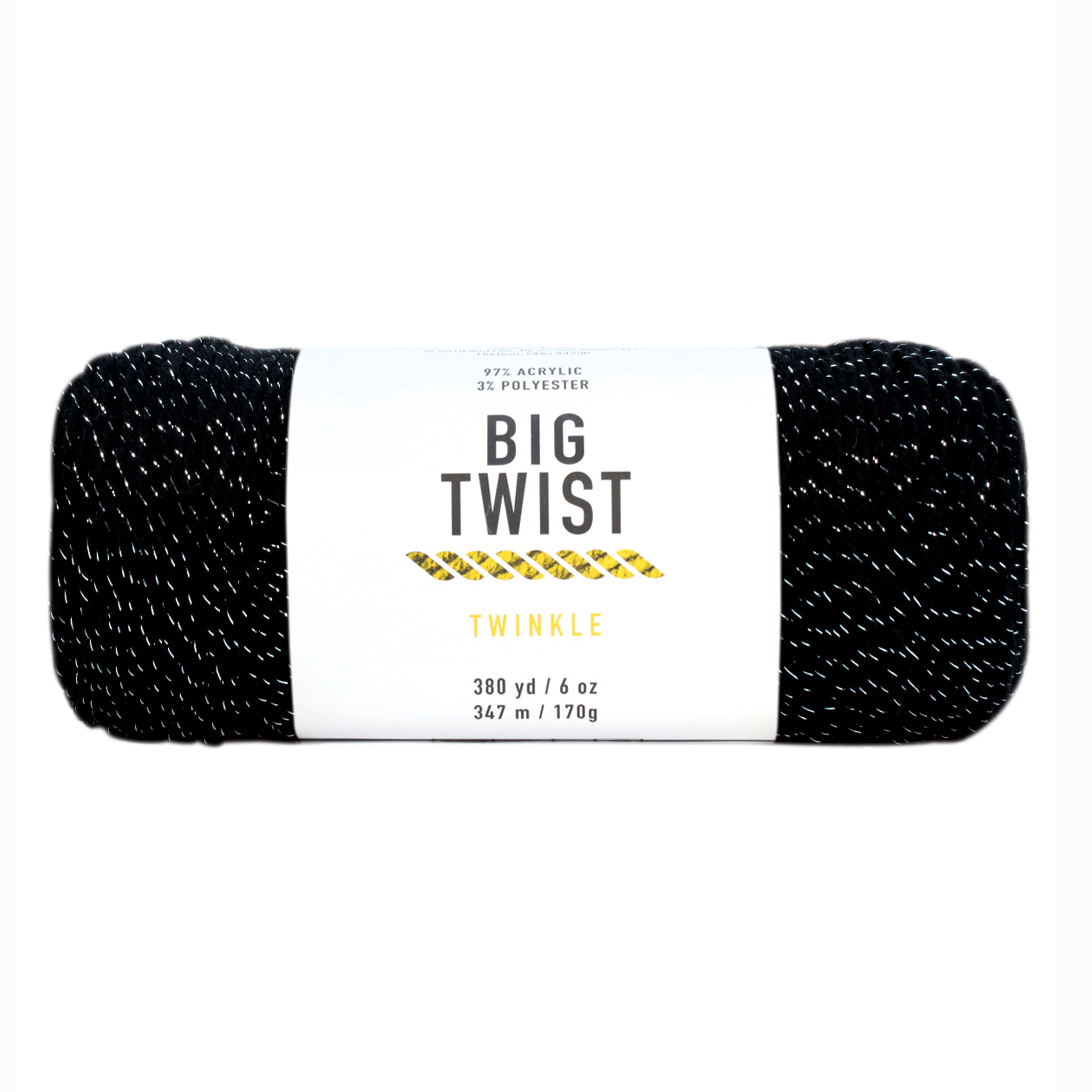 Big Twist Twinkle Yarn, Medium Worsted Sparkle Acrylic Blend, Assorted Colors, 6 oz. Skein, 6-Pack