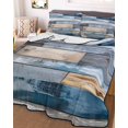 thumbnail image 3 of Quilts Full Size, Blue Wooden Grain Soft Comforter Bedding Set for Bed, Farmhouse Country Abstract Art Lightweight Quilted Bedspread with Pillow Cover(2 Pieces) for All Season, 78x90 Inch, 3 of 6