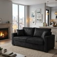thumbnail image 4 of 69" Modern Loveseat Sofa with Deep Seat & 2 Pillows,PU Fabric Upholstered Sofa Couch for Living Room,Bedroom,Black, 4 of 8