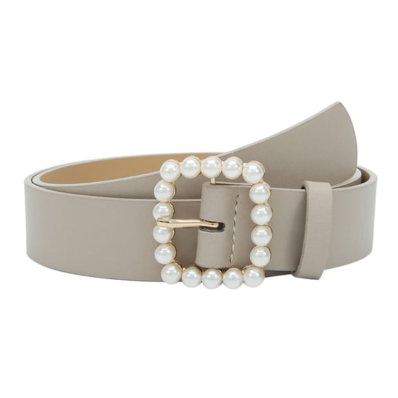 iOPQO Belt Womens Leather Belts For Jeans Dresses Fashion Gold Buckle Ladies Belt belt Beige