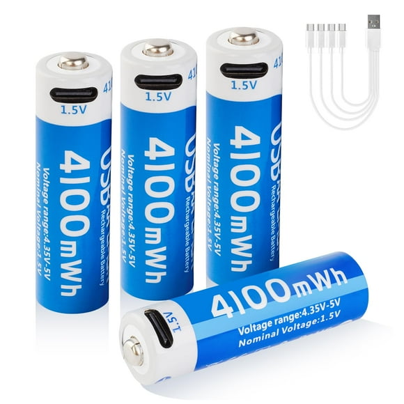 Pilas AA de litio recargables insziii 4100 mAh, paquete de 4