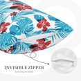 thumbnail image 2 of Plush Throw Pillow Covers, Hawaiian Style Blue Leaves Pillow Cases with Invisible Zipper, Breathable Microfiber Pillow Cases Standard Size for Sleeping Bedroom Sofa Living Room 20x30, 2 of 5