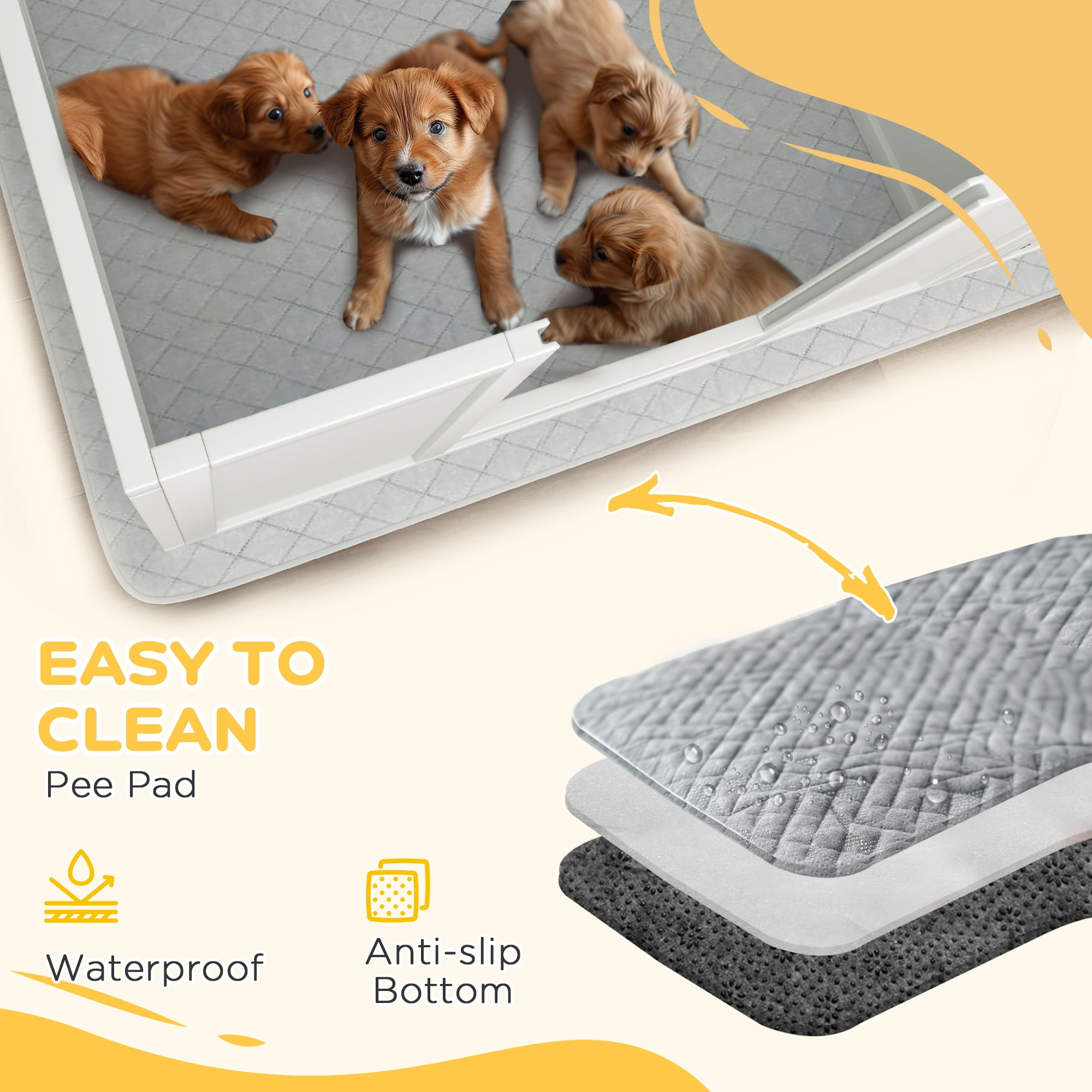 Whelping Box for Dogs with Retractable Light Stand, Birth Dog Whelping Box for Puppies with Pig Rail, Pee PadAdjustable Height Door for Small, Medium & Large Breed Dogs, 41" x 39"