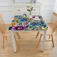 thumbnail image 3 of BANET Decorative Elastic Edged Square Fitted Tablecloth, Colorful Foliage Polyester Indoor Outdoor Fitted Table Cover for Home Kitchen Dining Room Fit Square Table White, 3 of 7