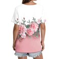 thumbnail image 4 of Otvok 2025 Spring Summer Womens Printed V-Neck Short-Sleeved T-Shirt Loose Top, 4 of 6
