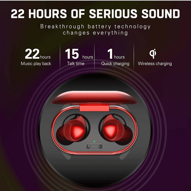 UrbanX Street Buds Plus For Realme GT Neo2 True Wireless Earbuds w Hands Free Controls Wireless Charging Case Included Red