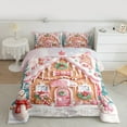 thumbnail image 2 of Manfei Kawaii Gingerbread House Full Size Comforter Sets, Christmas Snowman Bedding Comforter Set,Pink White Brown Bedding Sets For Girls Kids,Breathable Home Decor Reversible,3-Piece, 2 of 8