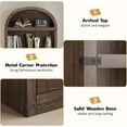thumbnail image 5 of 71" Tall Arched Bookcase with Doors – Farmhouse Wooden Cabinet with Shelves, Freestanding Bookcase for Home Office, Living Room, Red, 5 of 8