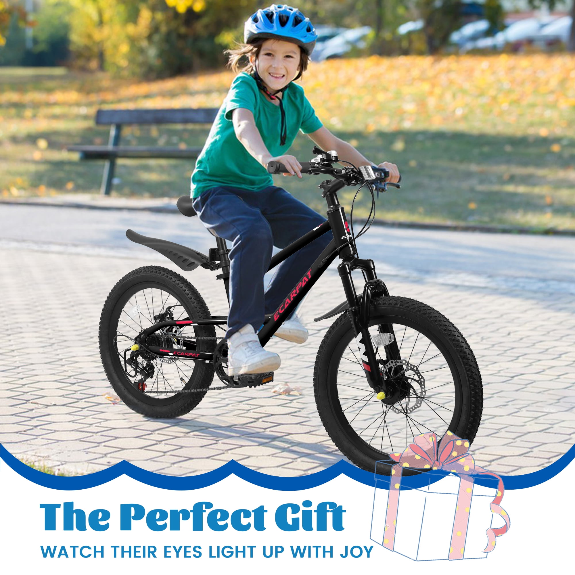 20" Mountain Bike, 7-Speed with Durable Steel Frame & Front Suspension - Grey