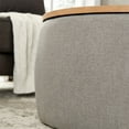 thumbnail image 3 of 25" Round Fabric Storage Ottoman with Wood Top, Mid-Century Modern Design Footrest Stool Bench, 2 in 1 Function Work as End Table, Ottoman Coffee Table Side Table for Living Room & Bedroom,Light Grey, 3 of 7