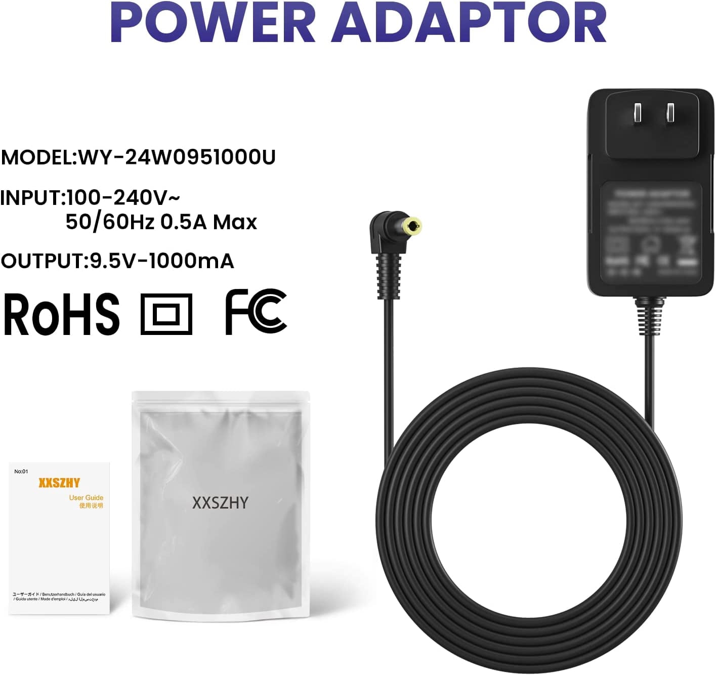 XXSZHY 9.5V AC/DC Adapter for Casio Power Supply Charger for Casio Piano Keyboard - Only Compatible for Listed Models (8.2 Ft Long Cord)