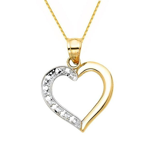 Precious Stars - Precious Stars Jewelry 14k Two-tone Gold Open Heart ...