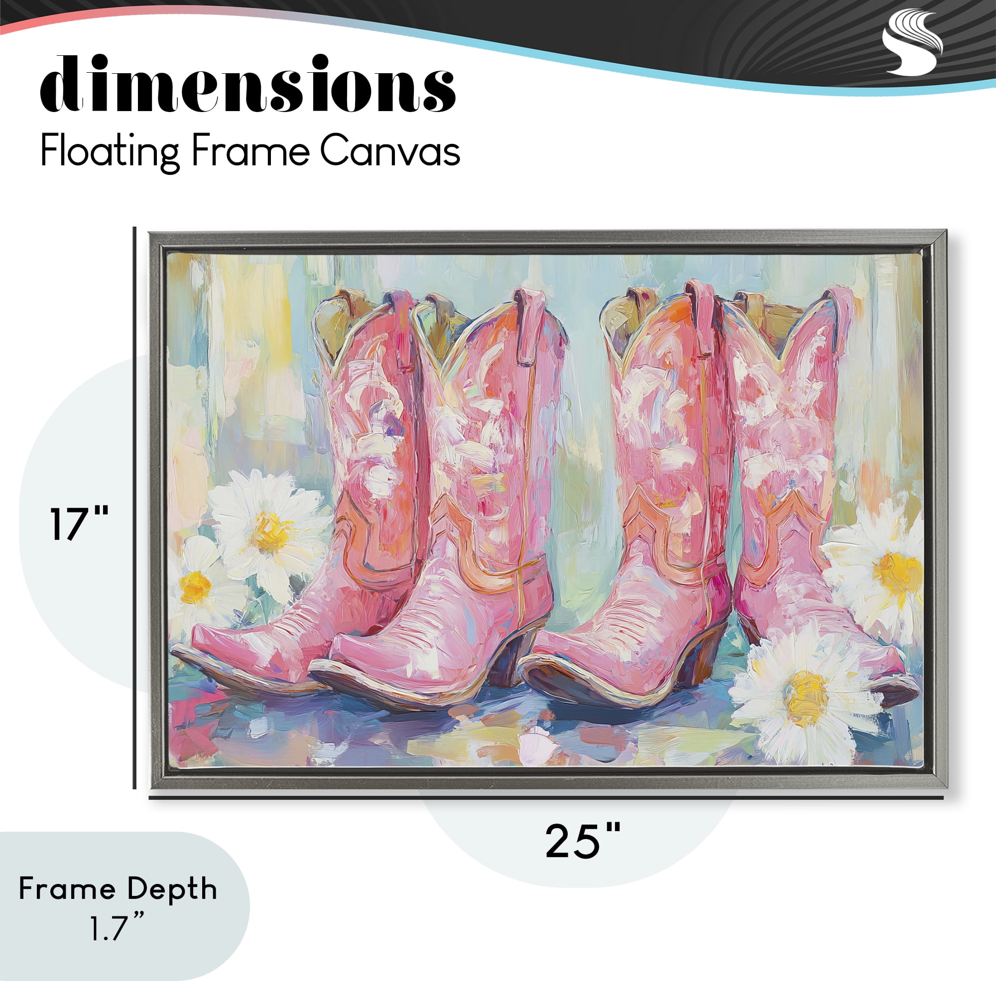 Stupell Industries Pink Cowgirl Boots Pairs Gray Framed Floater Canvas Wall Art, design by Tina LeCour