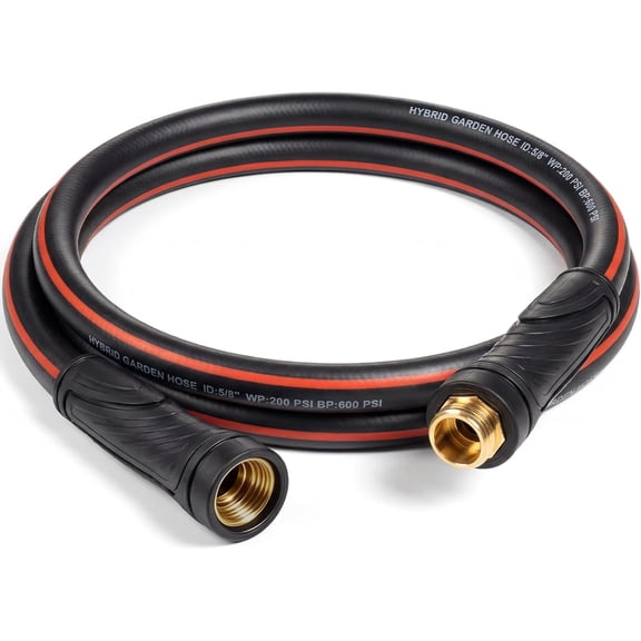 Short Garden Hose 5ft x 5/8",Leader Hose for Hose Reel Faucet,Heavy Duty Water Hose with Handle,All-Weather 5 Foot,Male to Female Rubber Hose,Flexible,3/4"GHT