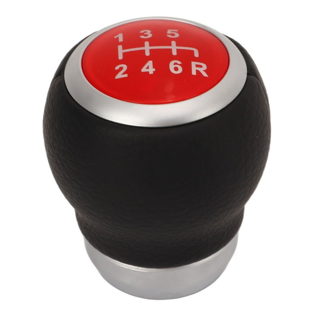 Bouton, Tête de Levier de Vitesses 6 Vitesses Poignée Confortable Cuir Artificiel pour Voitures Rouge