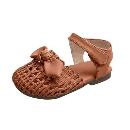 

NIUREDLTD Toddler Girls Sandals With Imitation Weaving Technique Summer Outdoor Soft Beach Water Shoes Flat Size 22