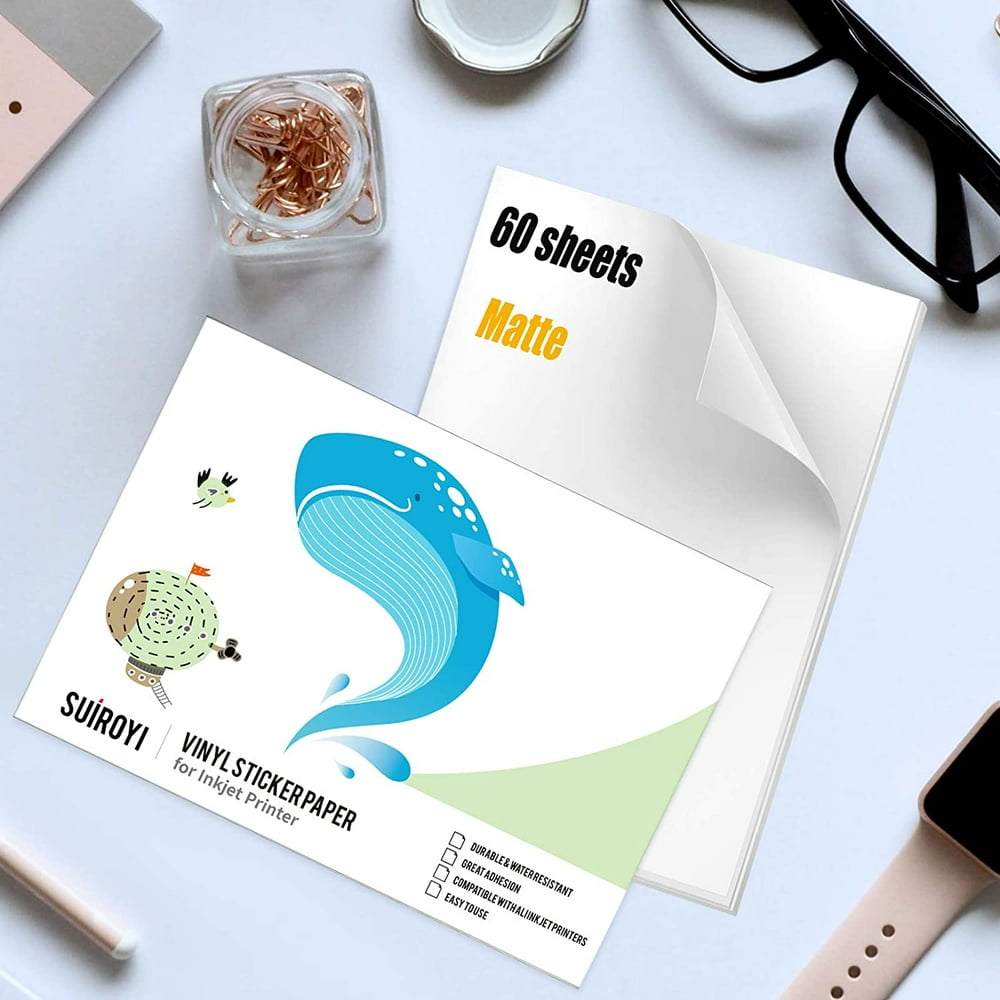 premium printable vinyl sticker paper 60 sheets white
