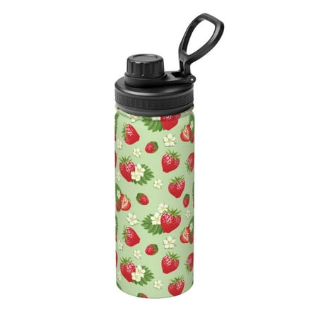 

Goofa Strawberry Floral Print 18oz Sports Insulated Kettle With Straw Water Bottle Sports Water Bottle For Running Hiking Cycling Climbing Mans Womans