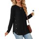thumbnail image 3 of Blusas de Larga con Cuello Redondo para Mujer, Blusas Holgadas con Botones para Otoño e Invierno 2025. Negro S, 3 of 10