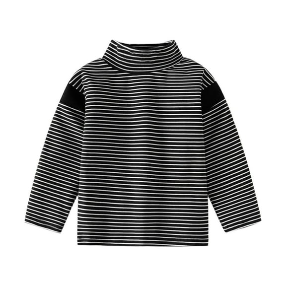 Kiijoy Boys High Neck Striped T-Shirt Thermal Long Sleeve Undershirt, Sizes 18-24M