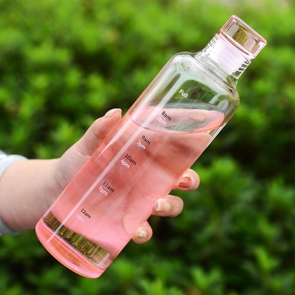 Byujiro 25 Oz Motivational Time Marked Water Bottle, Transparent Portable Drinking Vessel with Hour Tracking Scale, Lightweight Leakproof Beverage Container, Ideal for Fitness Workout, Outdoor Travel